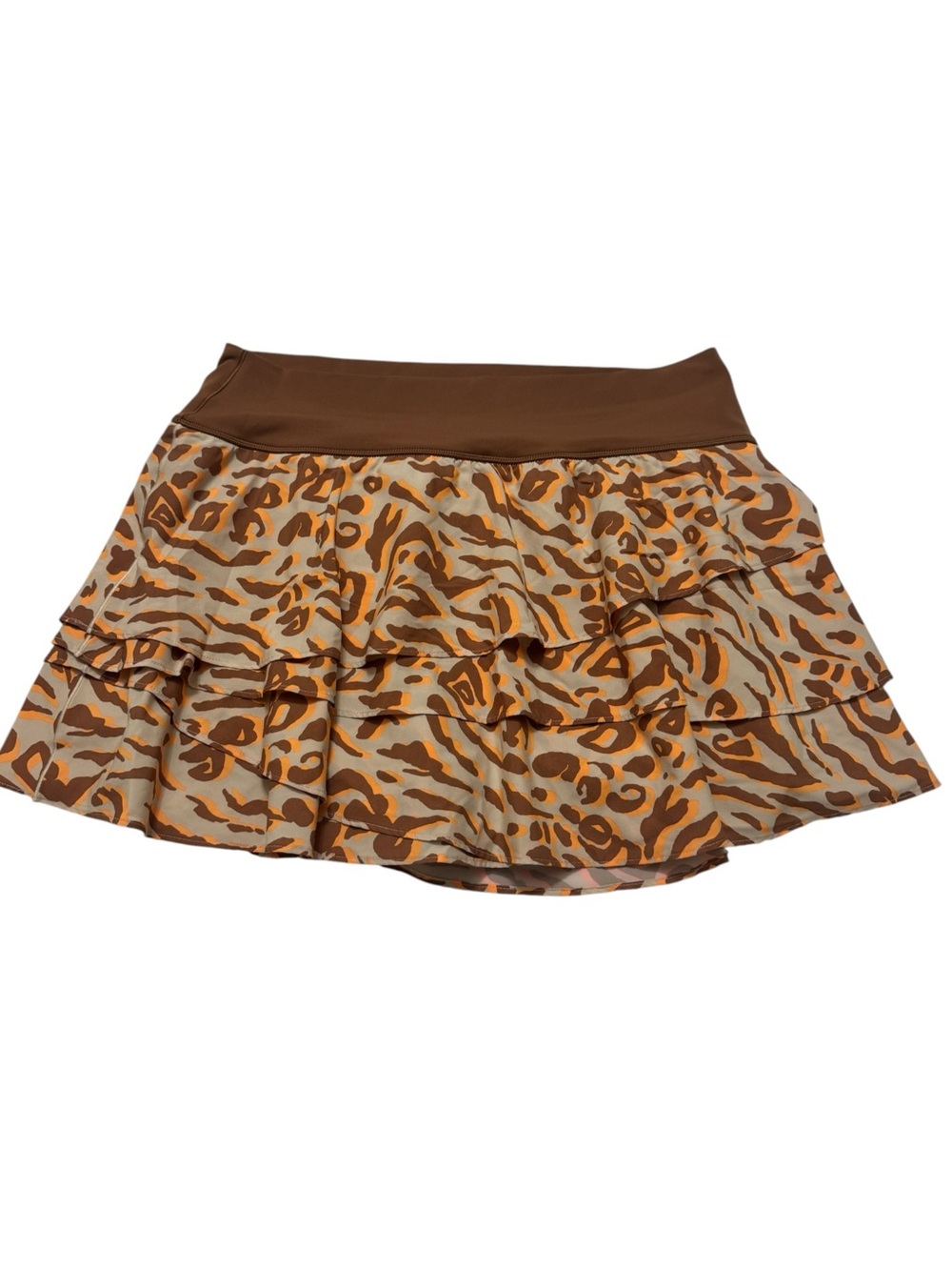 Aerie Brown and Tan Animal Print Tiered Skirt